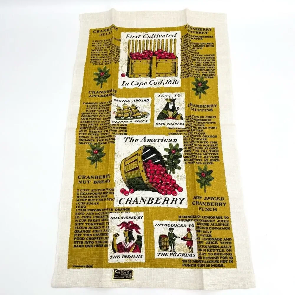 New Kay Dee Vintage 100% Linen The American Cranberry Kitchen‎ Towel